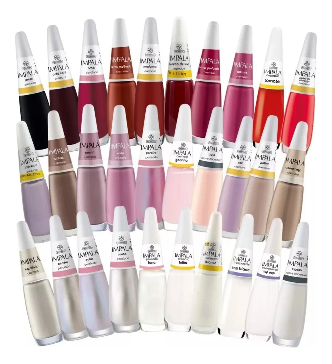 Kit 30 Esmaltes Impala Atacado Coleção Cores Coloridos Tons Cor Classico