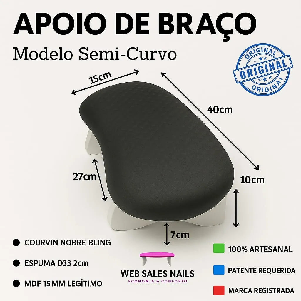Apoio Suporte De Braço Mão Manicure Semi-curvo Altura 10cm