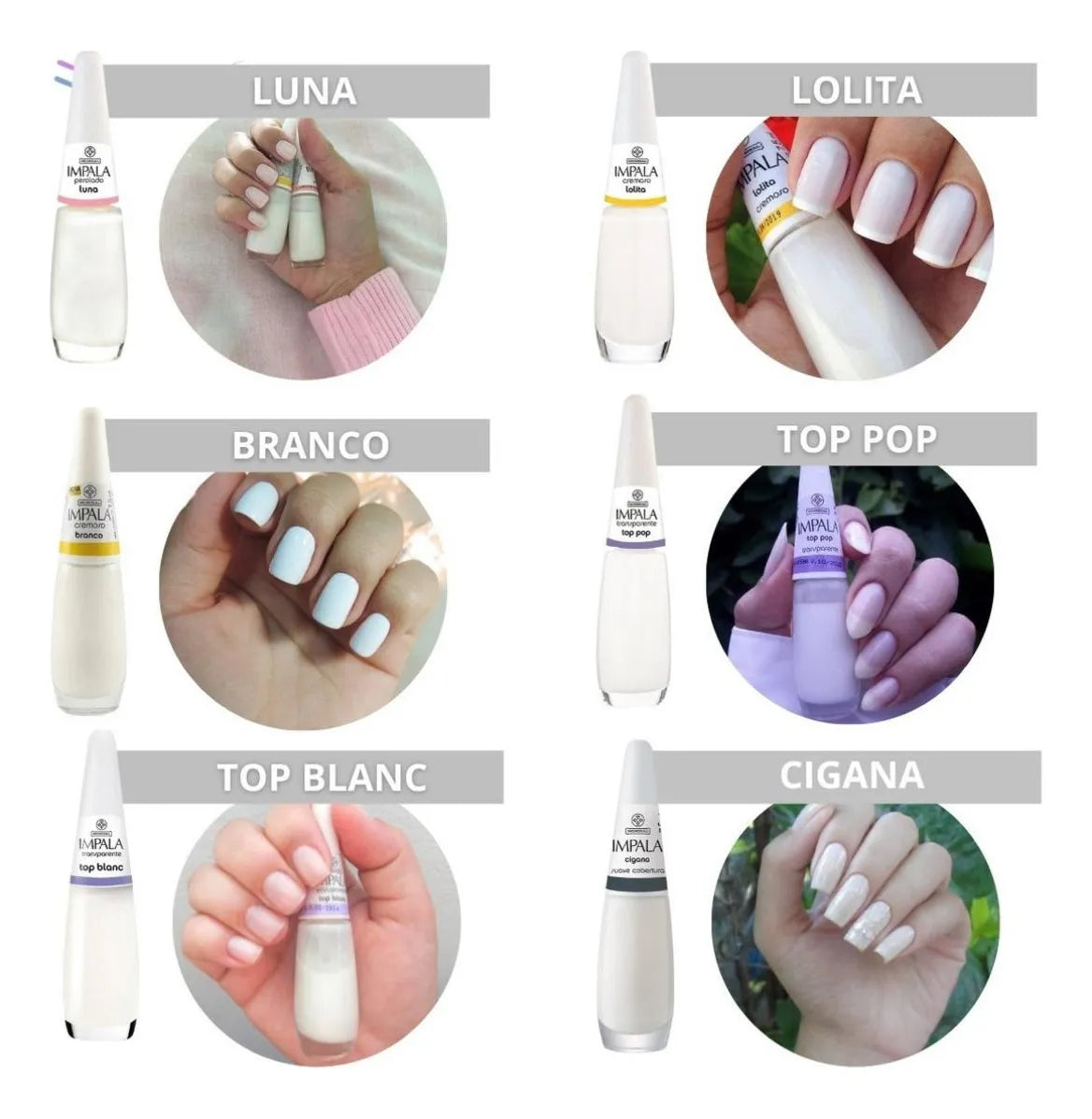 Kit 30 Esmaltes Impala Atacado Coleção Cores Coloridos Tons Cor Classico