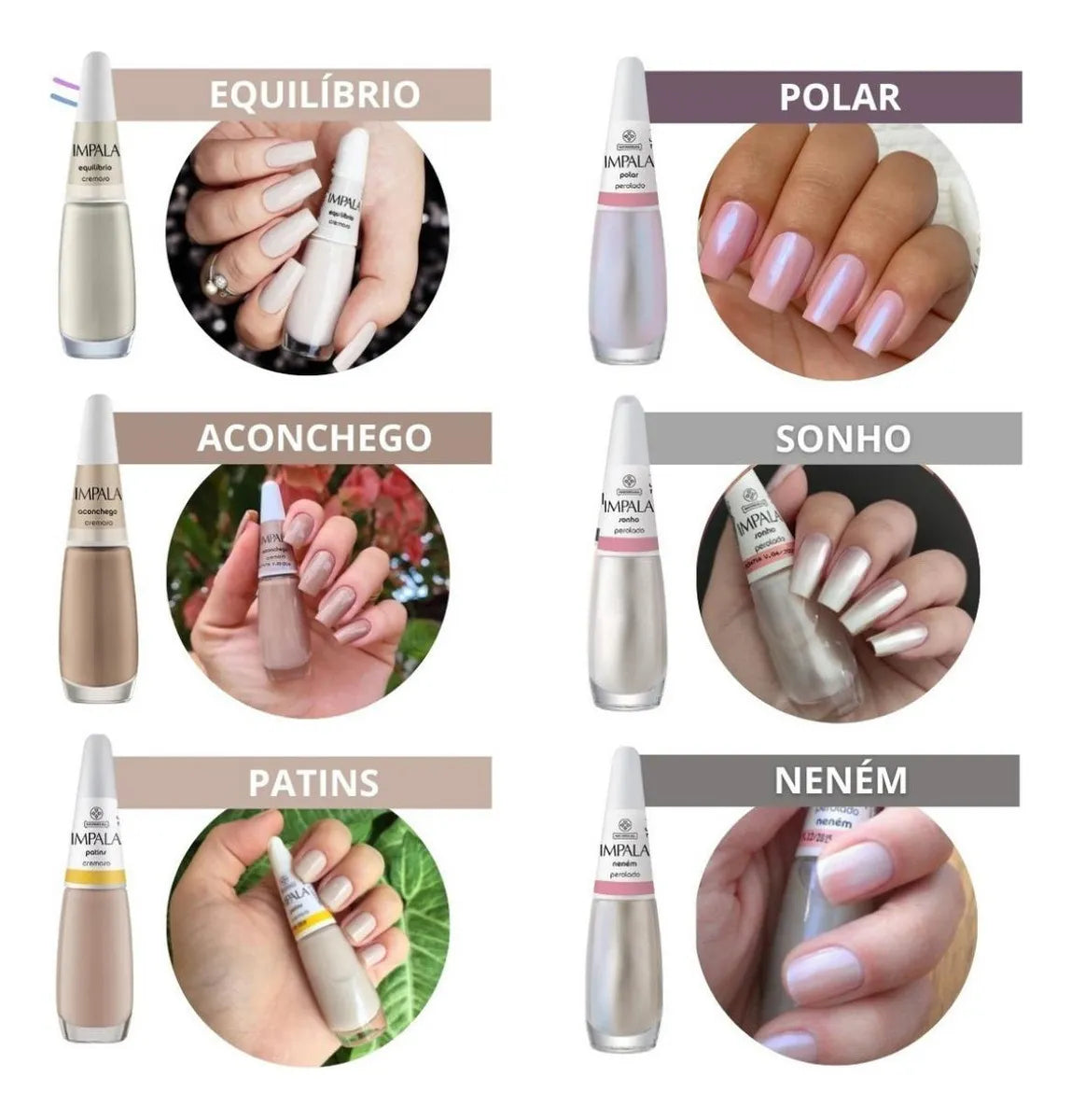 Kit 30 Esmaltes Impala Atacado Coleção Cores Coloridos Tons Cor Classico