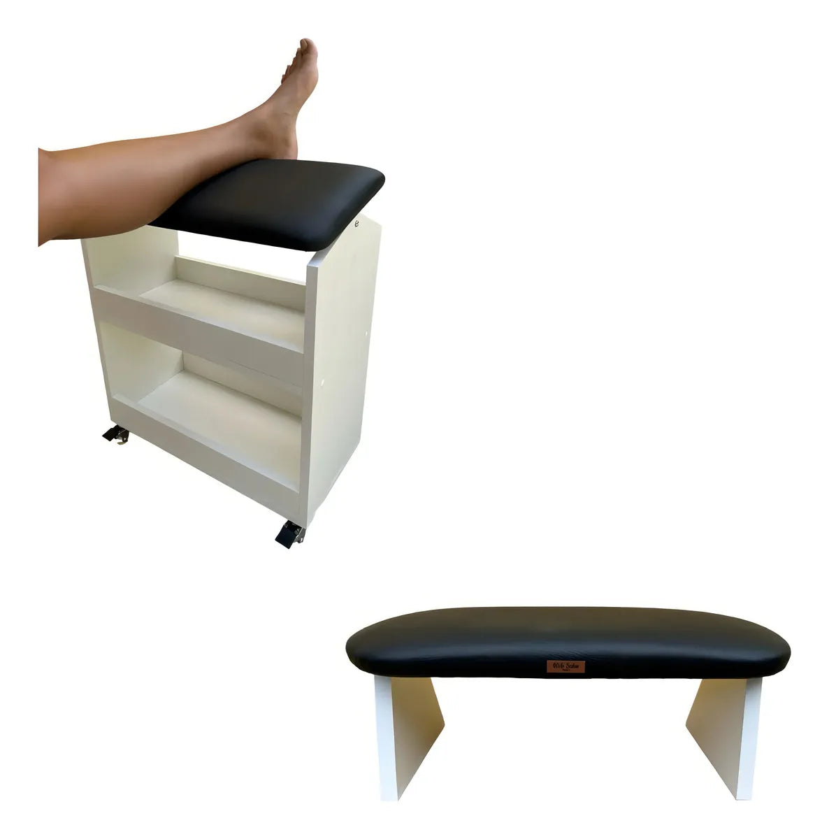 Apoio De Mão Manicure Pedicure + Suporte Para Os Pés Em Mdf Cor Preto