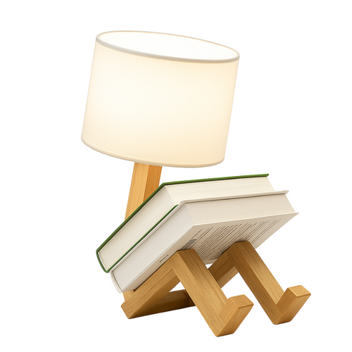 Abajur de Quarto Multifuncional em Madeira Robotic