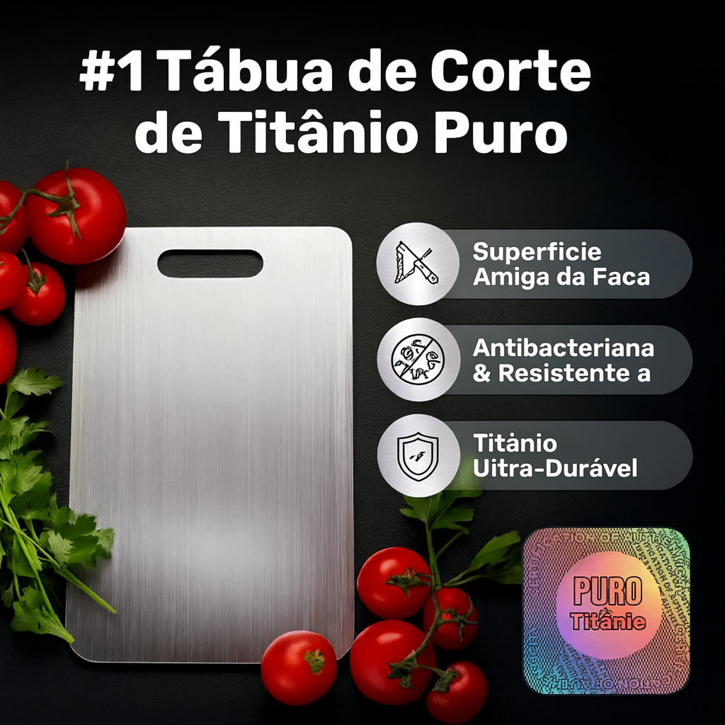 Tábua De Corte 100% Titânio Puro 30x20cm | [ANTI-BACTERIAS]