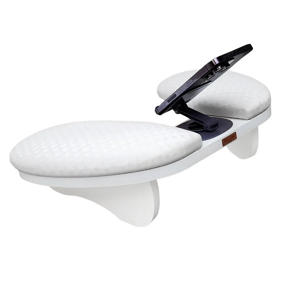 Apoio de Braço Delta Pro c/ Suporte de Celular Integrado Metal Ajustável 360°